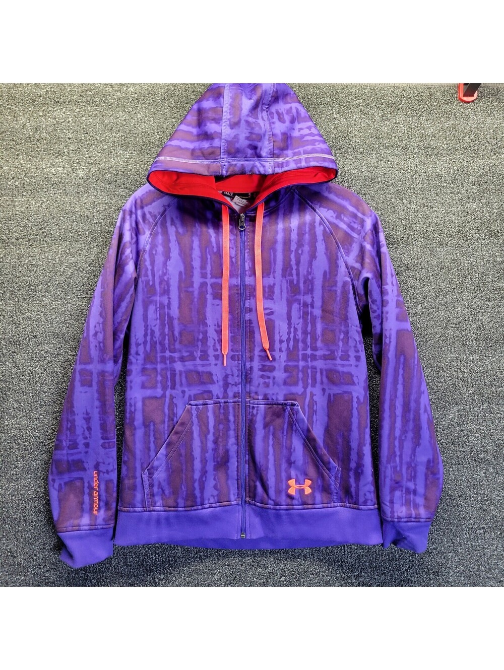 Under Armour Semi-Fitted Jacket Womens S Small Purple Full Zip Hooded